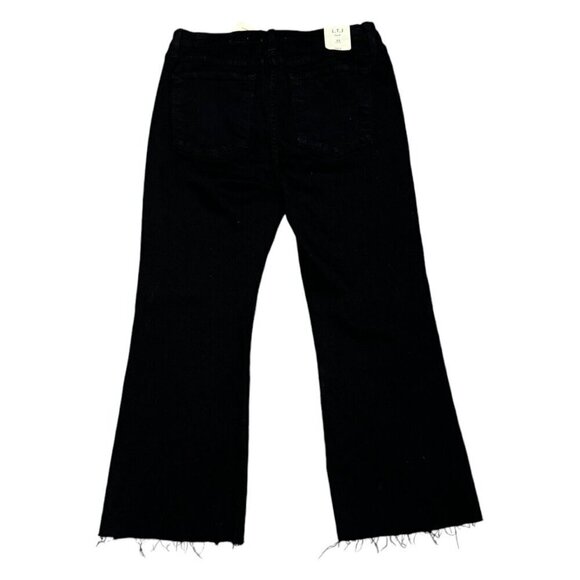 LTJ DENIM Sicily Los Angeles Wide Leg Flare Raw Hem Capri Denim Black Jean 31x25 - Picture 3 of 6